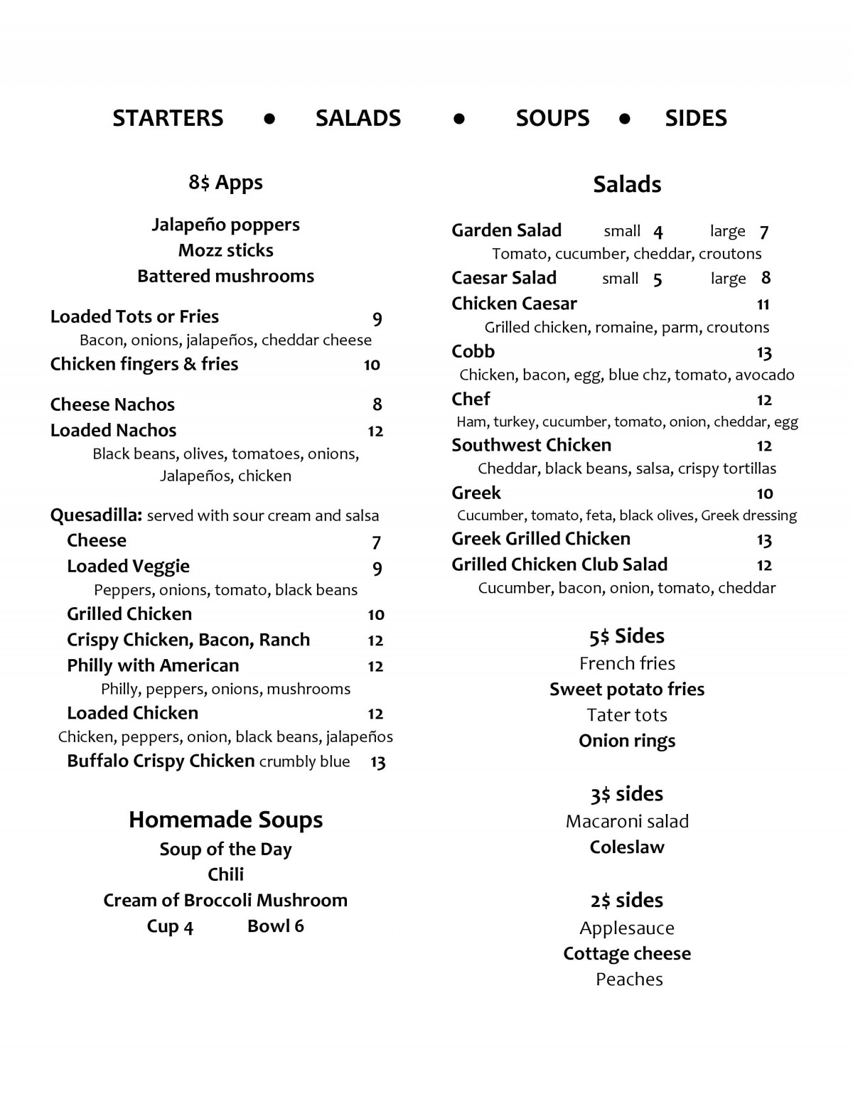 Lunch/Dinner Menu Dugan’s Country Grill
