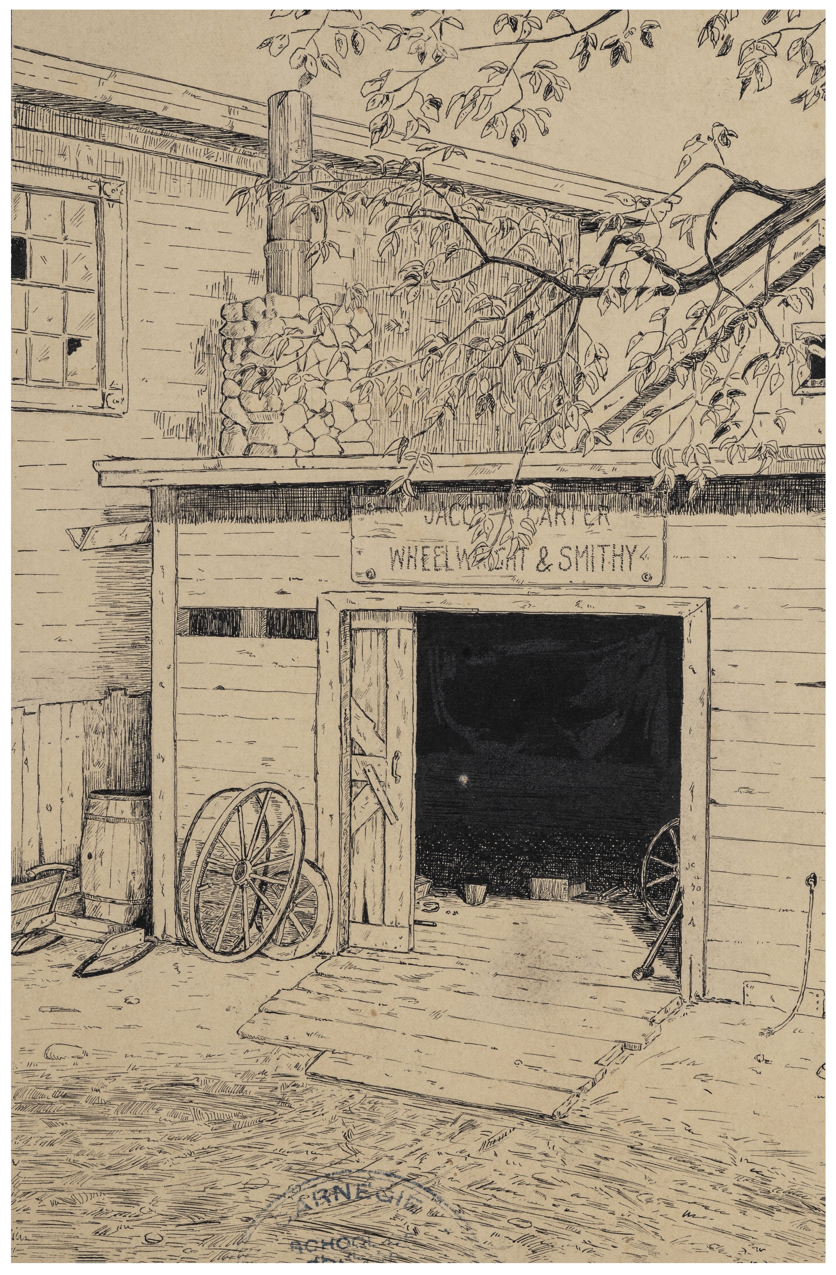 An Antique 1924 Illustration Art Drawing Under The Spreading Chestnut
