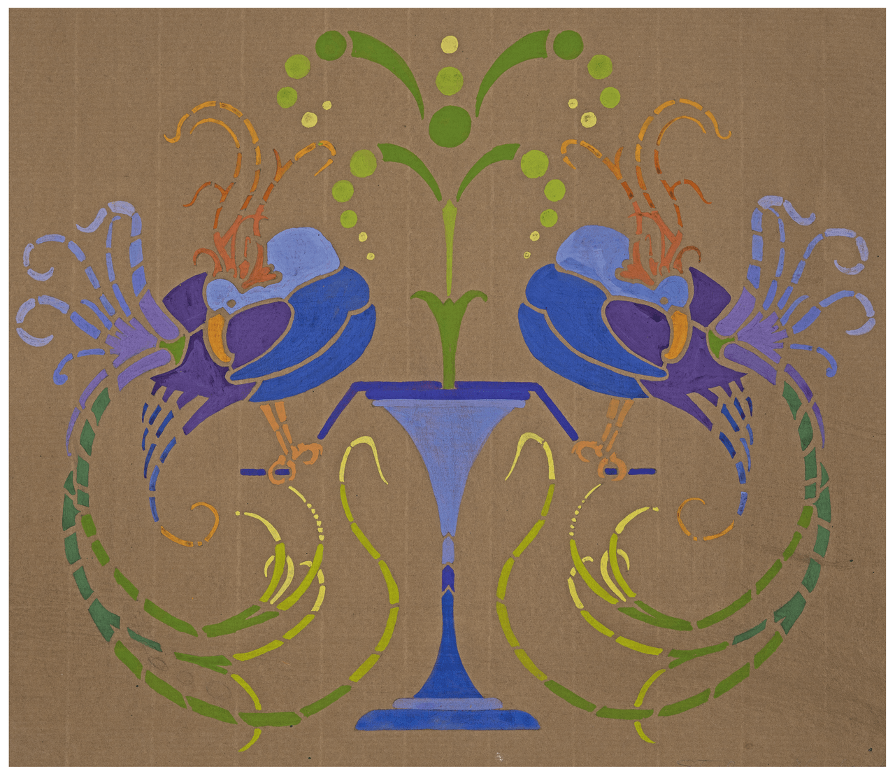 A Hand Painted Antique Art Nouveau Wall Paper Mural Study Artzze