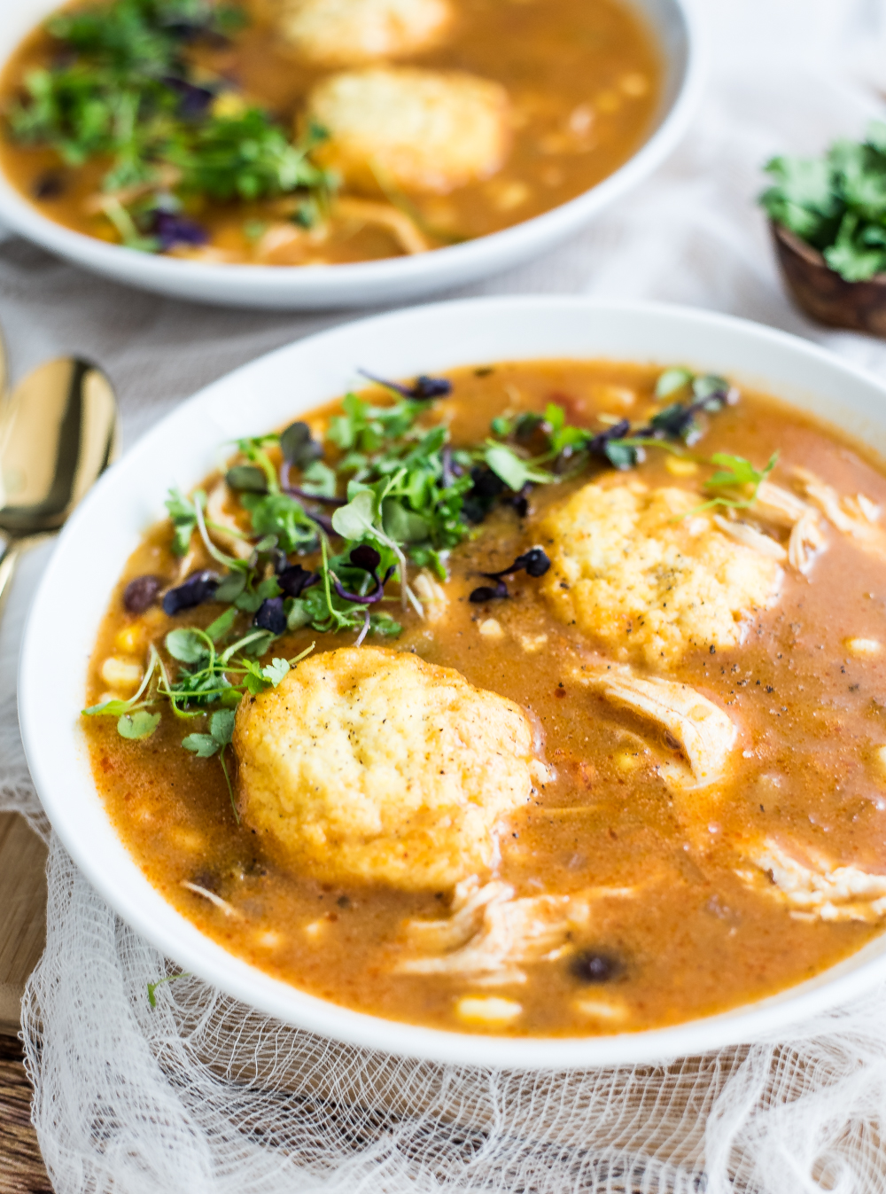 Southwestern Chicken Soup with Cornmeal Dumplings Cooking and
