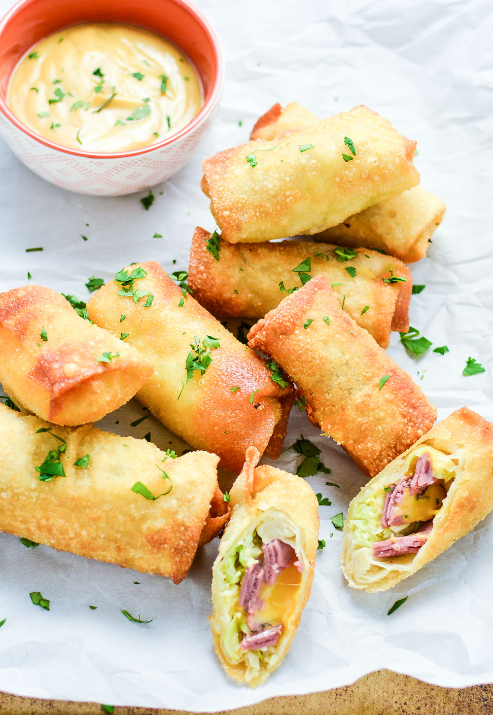 Corned Beef and Cabbage Egg Rolls with Homemade Beer MustardCooking and