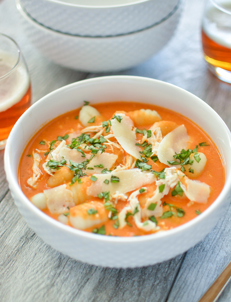 Slow Cooker Parmesan and Tomato Soup with Gnocchi and ChickenCooking