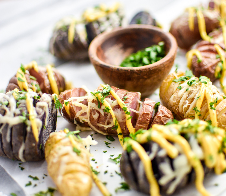 Baby Fingerling Hasselback Potatoes with Curry AioliCooking and Beer