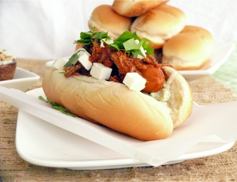 Pulled Pork Hot Dogs with Broccoli SlawCooking and Beer