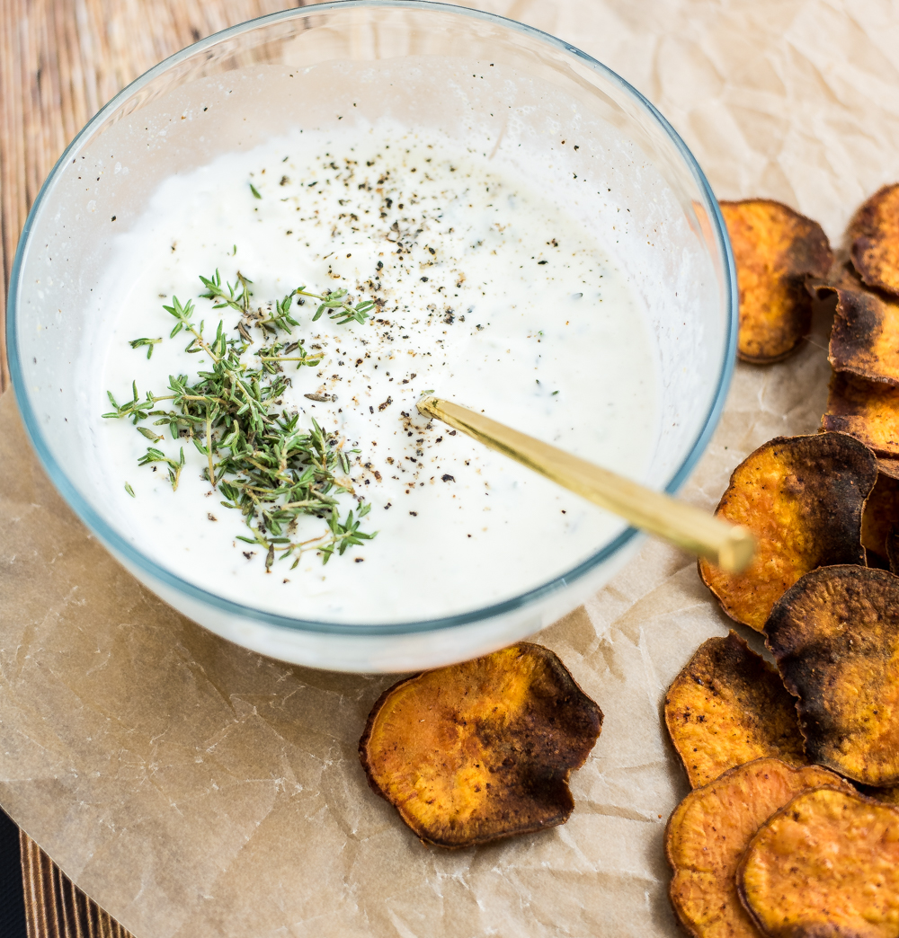 Turmeric Sweet Potato Chips with Mascarpone Dip Cooking and Beer