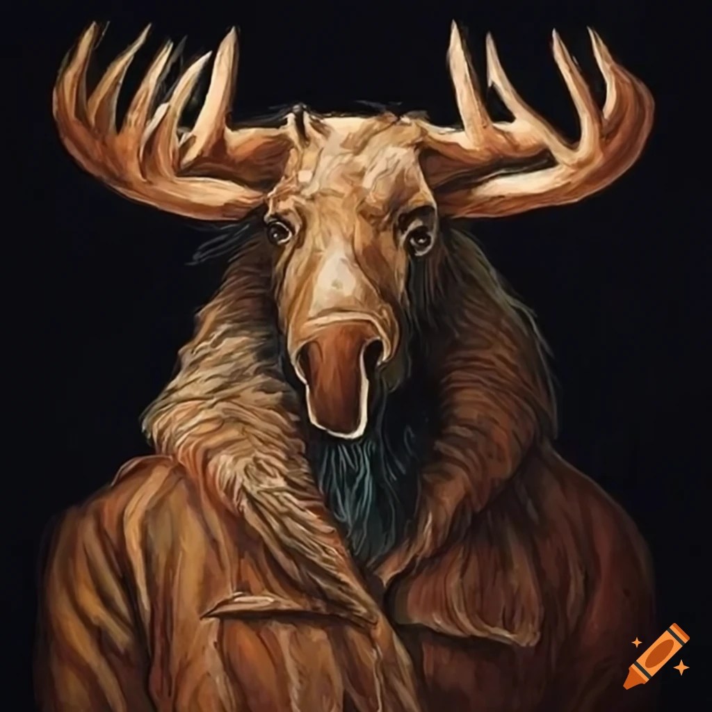 Moose dressed as mountain man on Craiyon