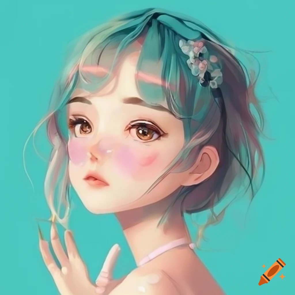 Adorable pastel artwork of a girl on Craiyon