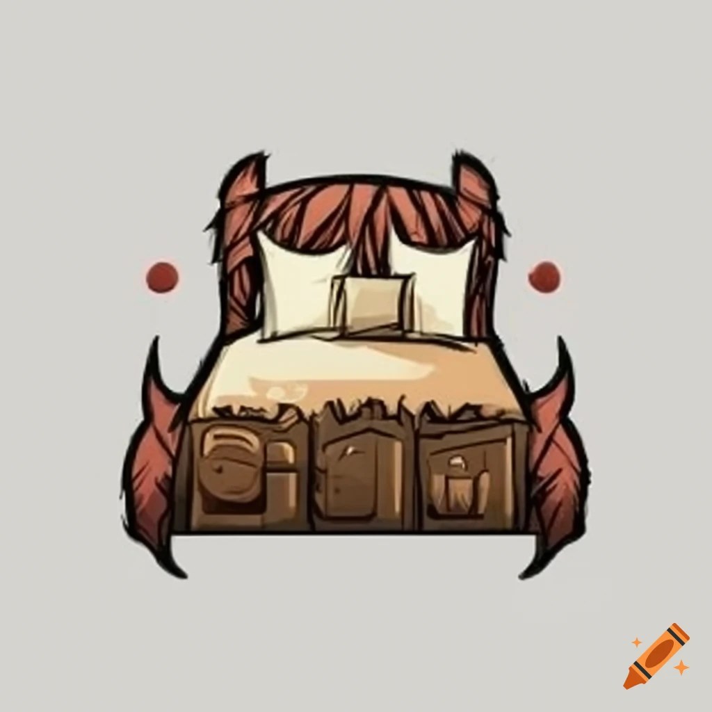 Bed stock vector in "don't starve" game style on Craiyon