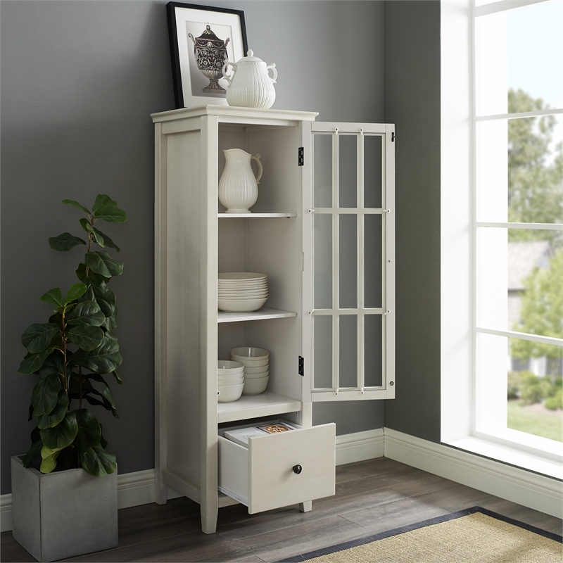 Linon Largo Glass Door Wood in Antique White Cymax Business