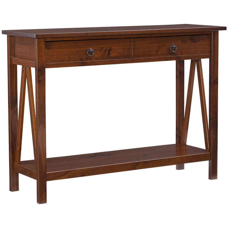 Linon Titian Wood One Drawer Console Table in Brown Cymax Business