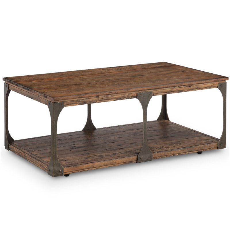 Magnussen Montgomery Industrial Mobile Coffee Table in Bourbon Cymax