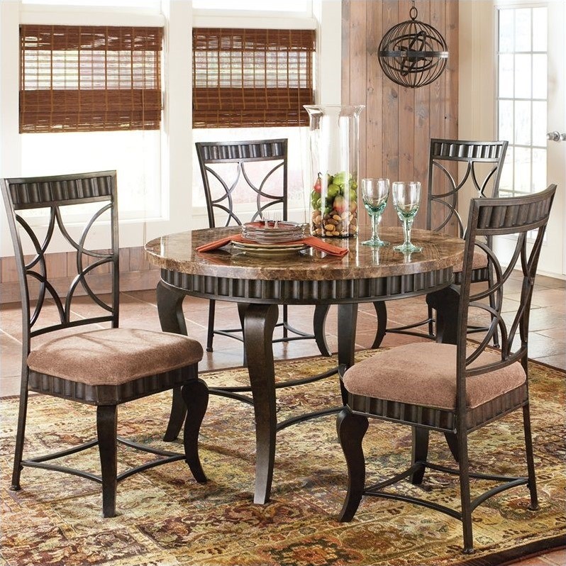 Steve Silver Company Hamlyn 5 Piece Marble Top Dining Table Set in