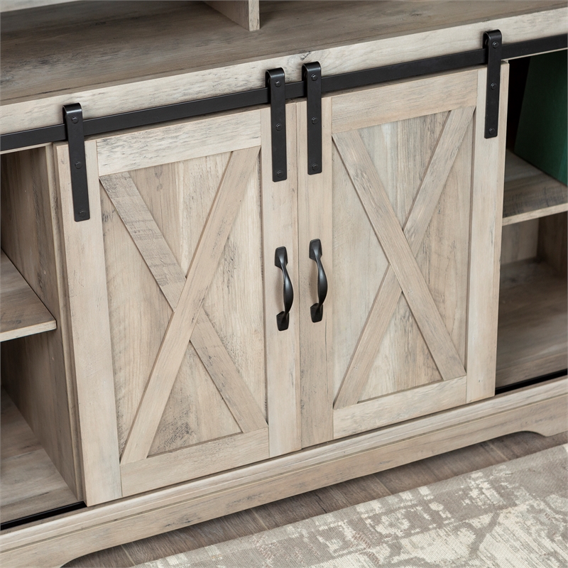 Walker Edison 52" Rustic Farmhouse Sliding Barn Door Highboy TV Stand