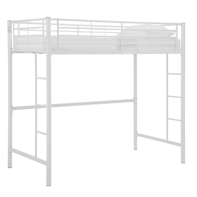 White Premium Metal Twin Loft Bunk Bed Cymax Business