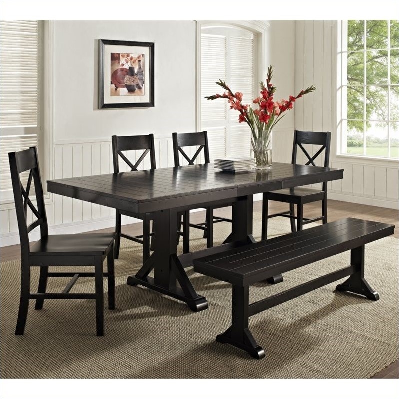 6Piece Wood Dining Set in Black C60W2BL