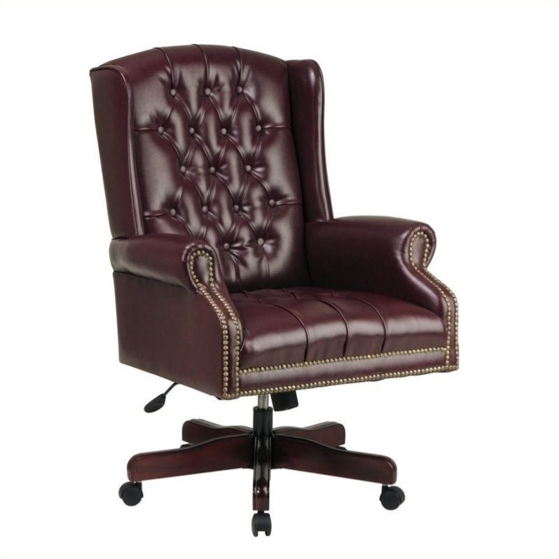 High Back Executive Office Chair in Ox Blood Red Vinyl Cymax Business