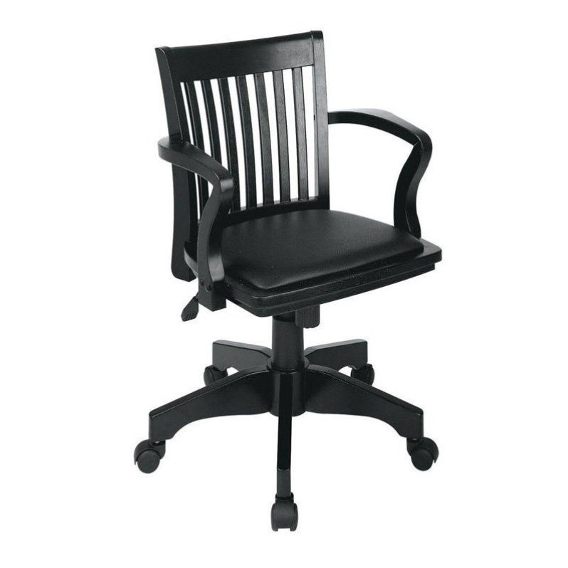 Wood Bankers Arm Office Chair with Vinyl Padded Seat 108FW