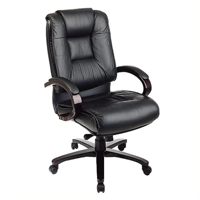 High Back Leather Office Chair in Black 8500