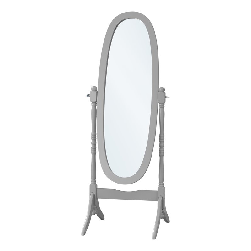 Monarch Solid Wood Oval Floor Mirror in Gray Cymax Business
