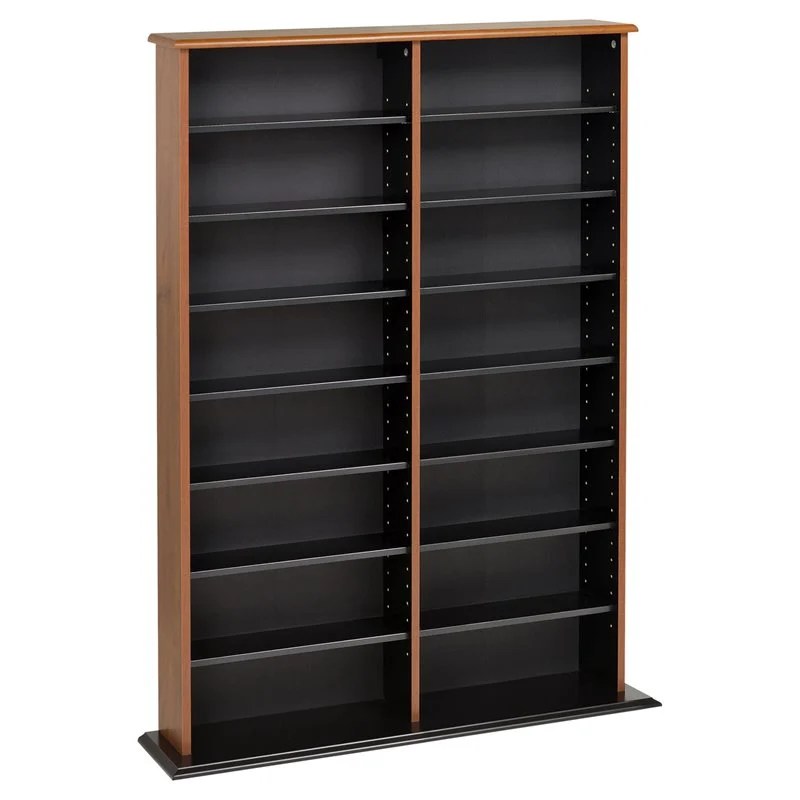 Prepac 51" Double CD DVD Wall Media Storage Rack in Cherry and Black