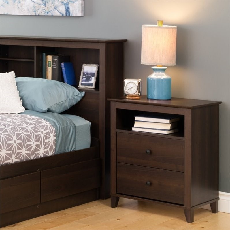 Prepac Yaletown 2 Drawer Nightstand in Espresso