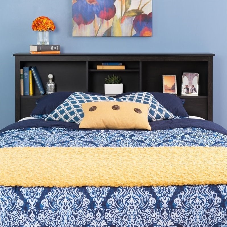Full/Queen Bookcase Headboard in Washed Black HSH6643V