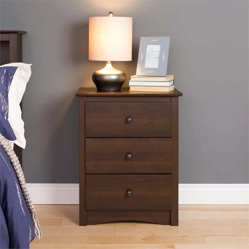 Prepac Fremont 3 Drawer Tall Nightstand in Espresso Cymax Business