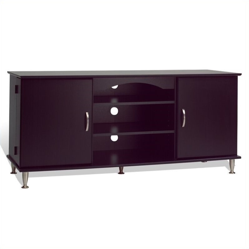 Entertainment Center Wood Metal Storage 60" Plasma TV Stand in Black