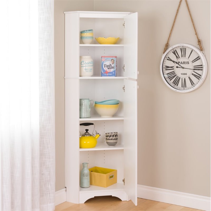 Prepac Elite Tall 2 Door Corner Storage in White Homesquare
