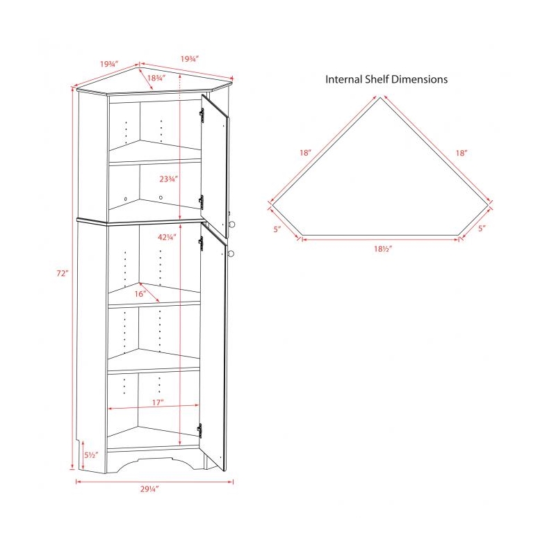 Prepac Elite Tall 2 Door Corner Storage in White Cymax Business