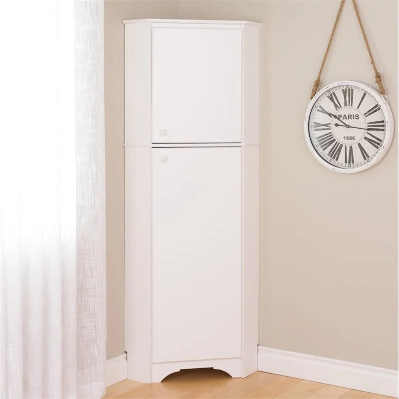 Prepac Elite Tall 2 Door Corner Storage in White Cymax Business