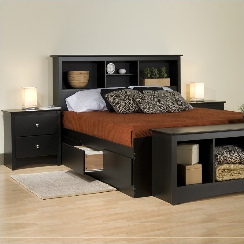 Black King Platform Storage Bed 4 Piece Bedroom Set BSH8445PKG