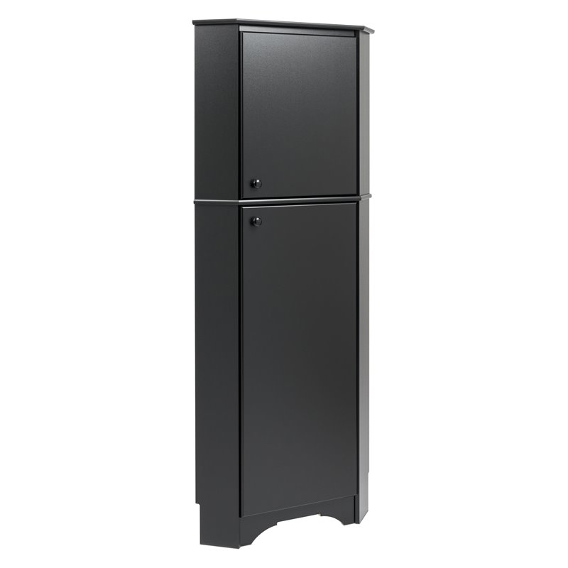 Prepac Elite Tall 2 Door Corner Storage in Black Cymax Business