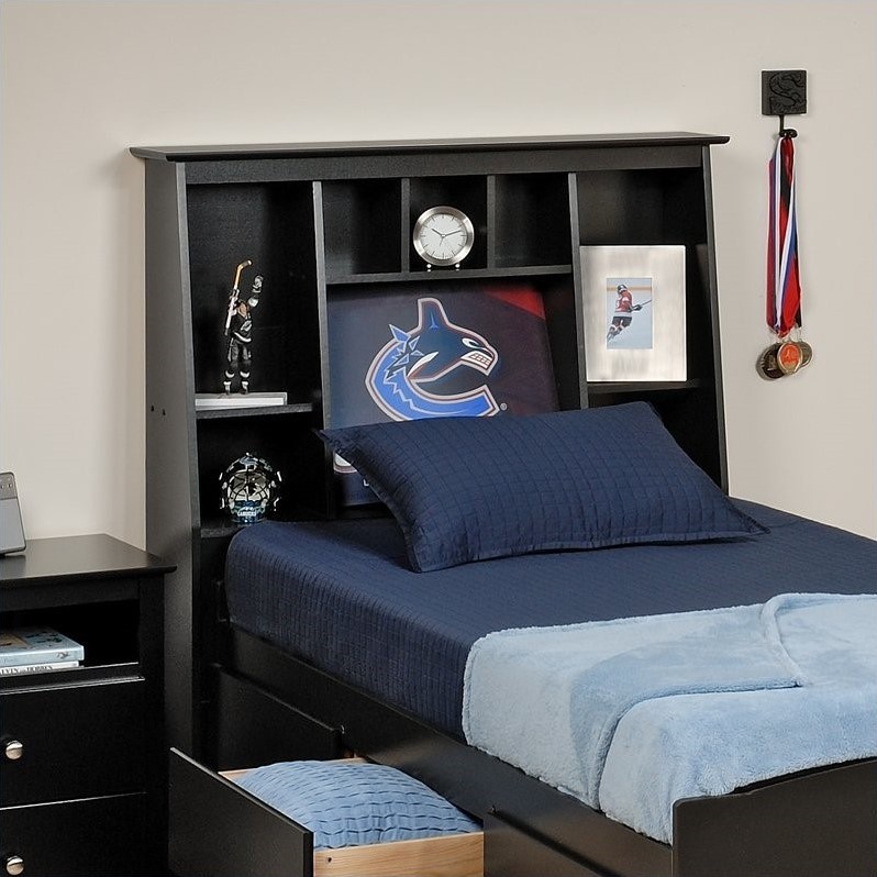 Black Tall Twin Wood Platform Storage Bed 4 Piece Bedroom Set BBT