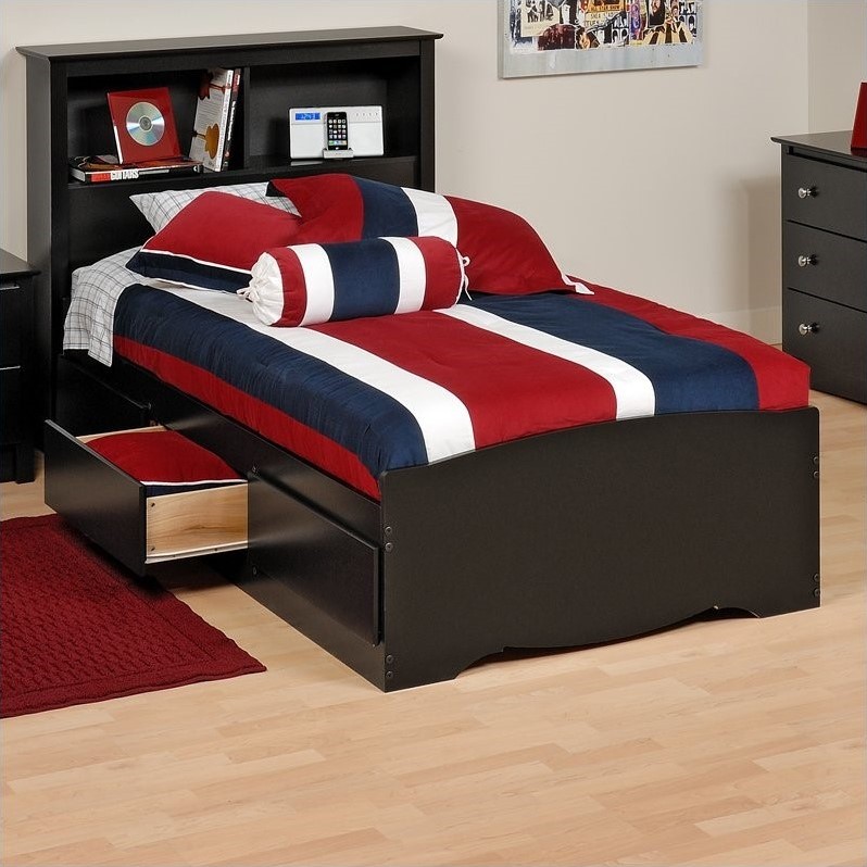 Prepac Tall Queen Captain S Platform Storage Bed With 12 Drawers Cherry