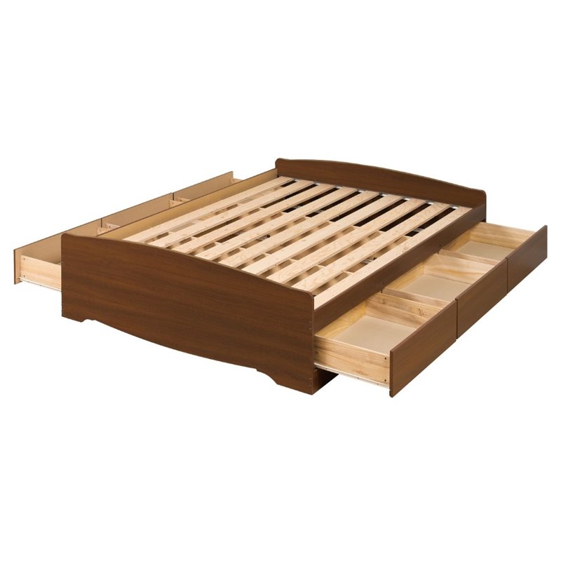 Prepac Monterey Cherry Queen Platform Storage Bed Cymax Business