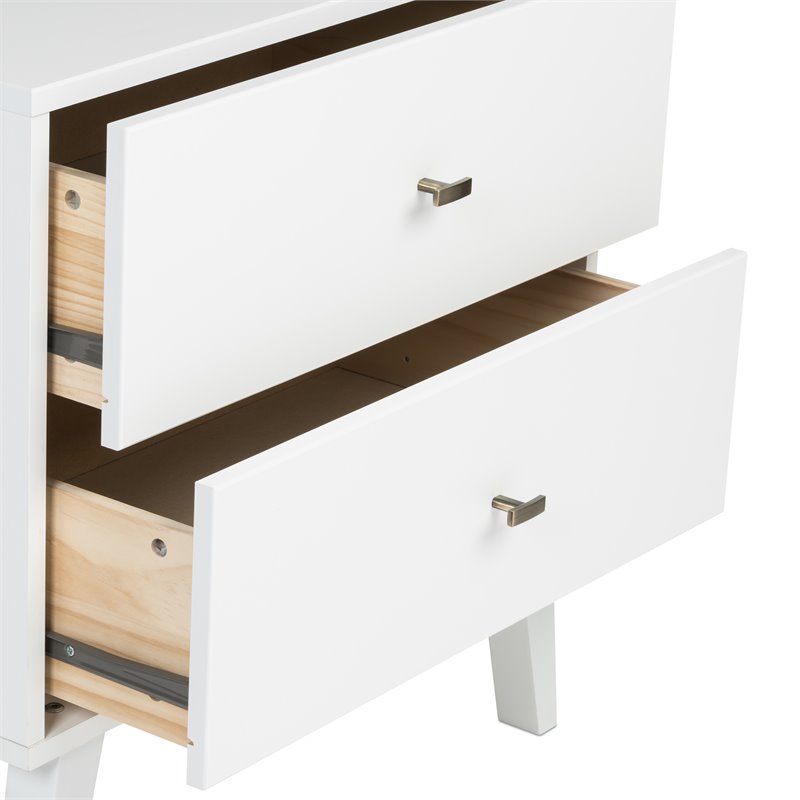 Prepac Milo Mid Century Modern 6 Drawer Double Dresser in White Homesquare