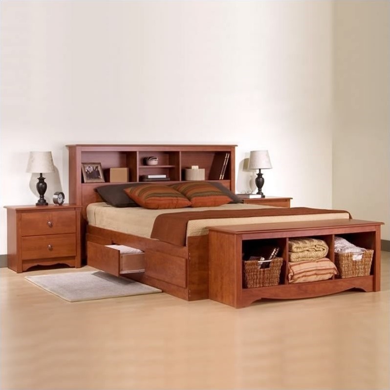 Cherry Queen Wood Platform Storage Bed 3 Piece Bedroom Set CBQ6200PKG