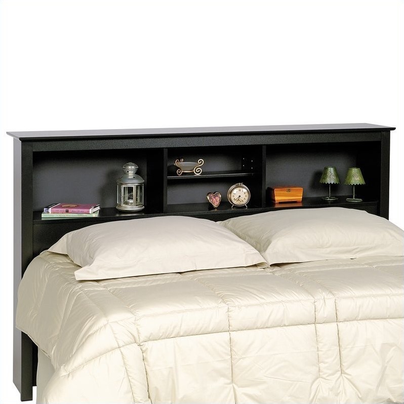 Bookcase Platform Storage Bed with Headboard in Black BBXXX00MKIT