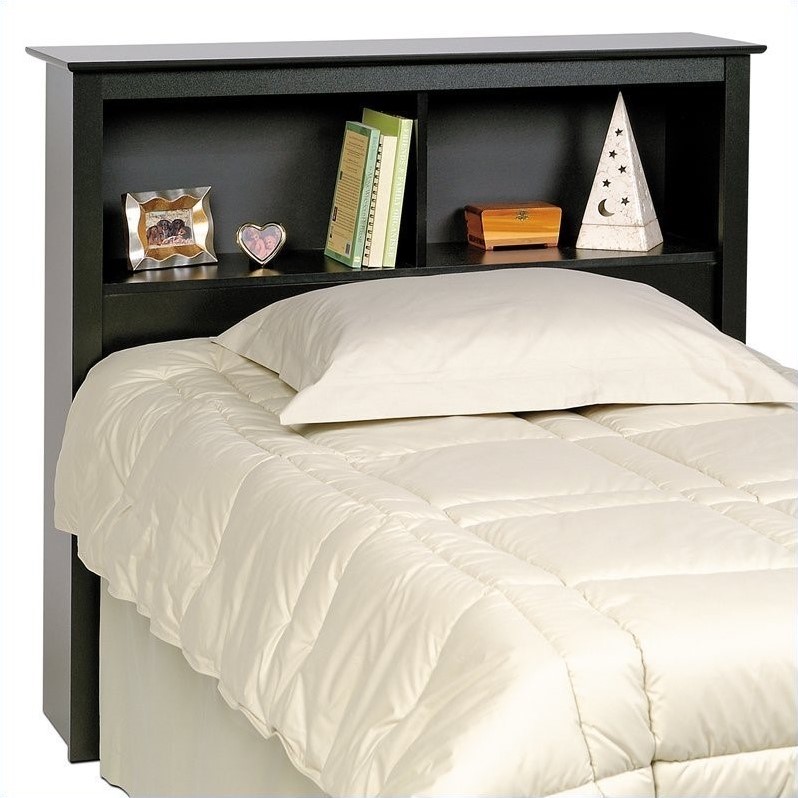 Bookcase Platform Storage Bed with Headboard in Black BBXXX00MKIT