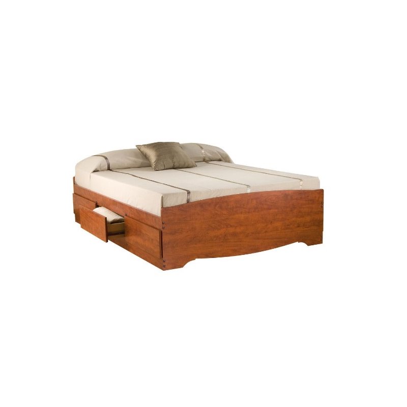 Prepac Monterey Queen Bookcase Platform Storage Bed in Cherry Cymax