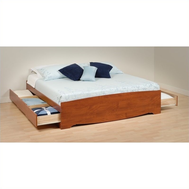 Prepac Monterey King Bookcase Platform Storage Bed in Cherry CBK8400KIT