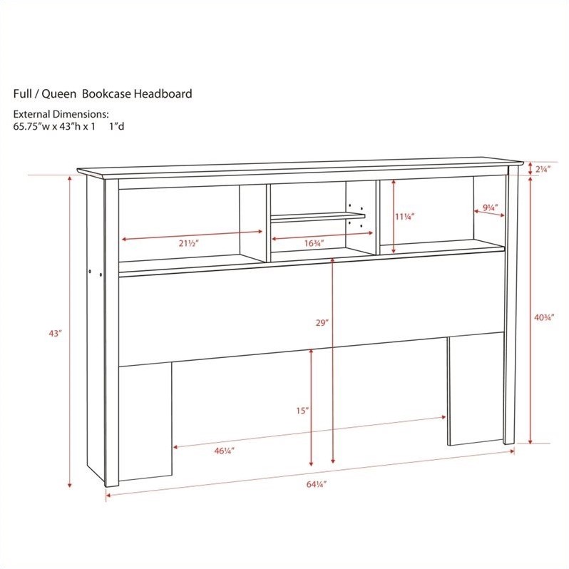 Prepac Sonoma Full / Queen Bookcase Headboard in Black Cymax Business