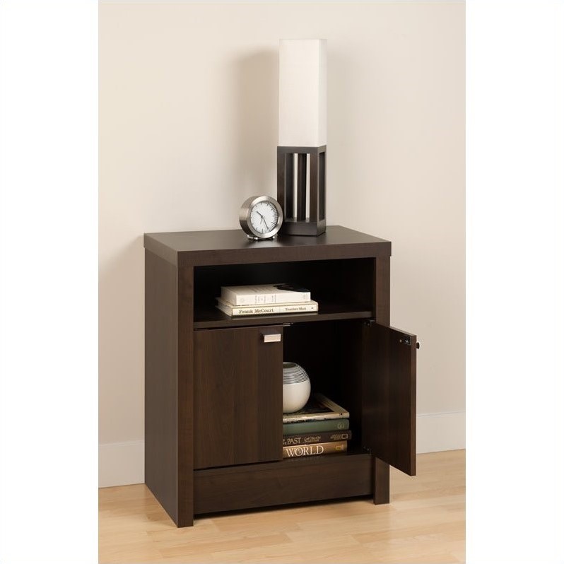 2 Door Tall Nightstand in Espresso EDNH05021