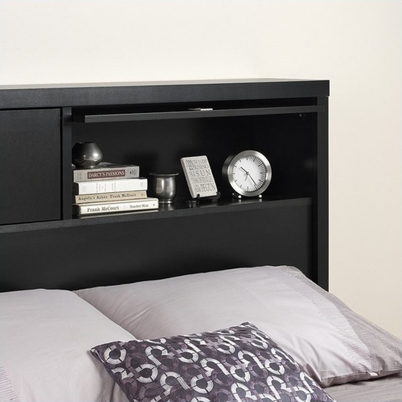 2 Door Full / Queen Bookcase Headboard in Black BHFX05021