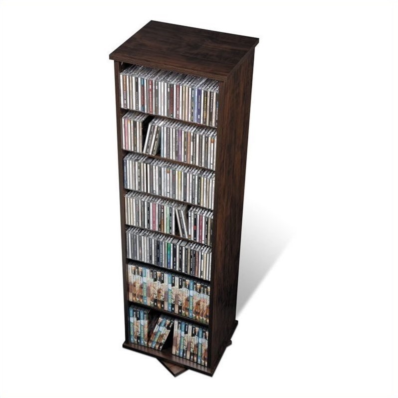 53" 2Sided Spinning Media Storage Tower in Espresso EMS0525