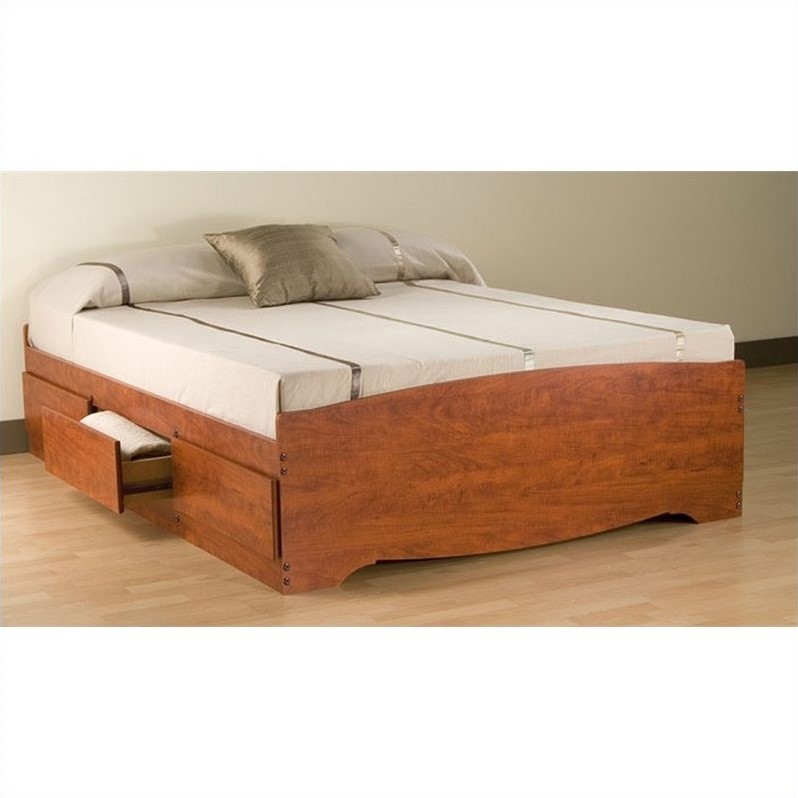Prepac Monterey Cherry Queen Bookcase Platform Bed 3 Piece Bedroom Set CBQ6200KIT3PcBedroomPKG