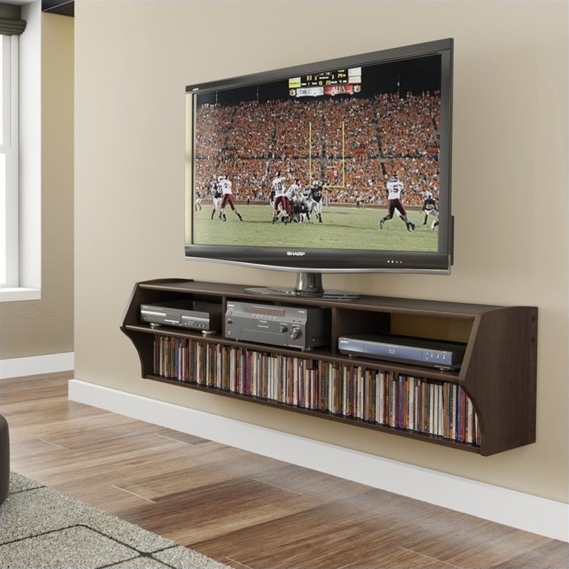 Prepac Altus Plus 58" Floating TV Stand in Espresso Cymax Business