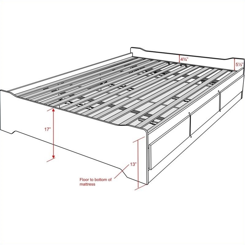 Prepac Coal Harbor Full Platform Storage Bed with Headboard in Black