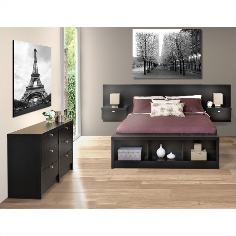 3Piece Bedroom Set with Dresser in Black BBXBHHXBEDPKG3
